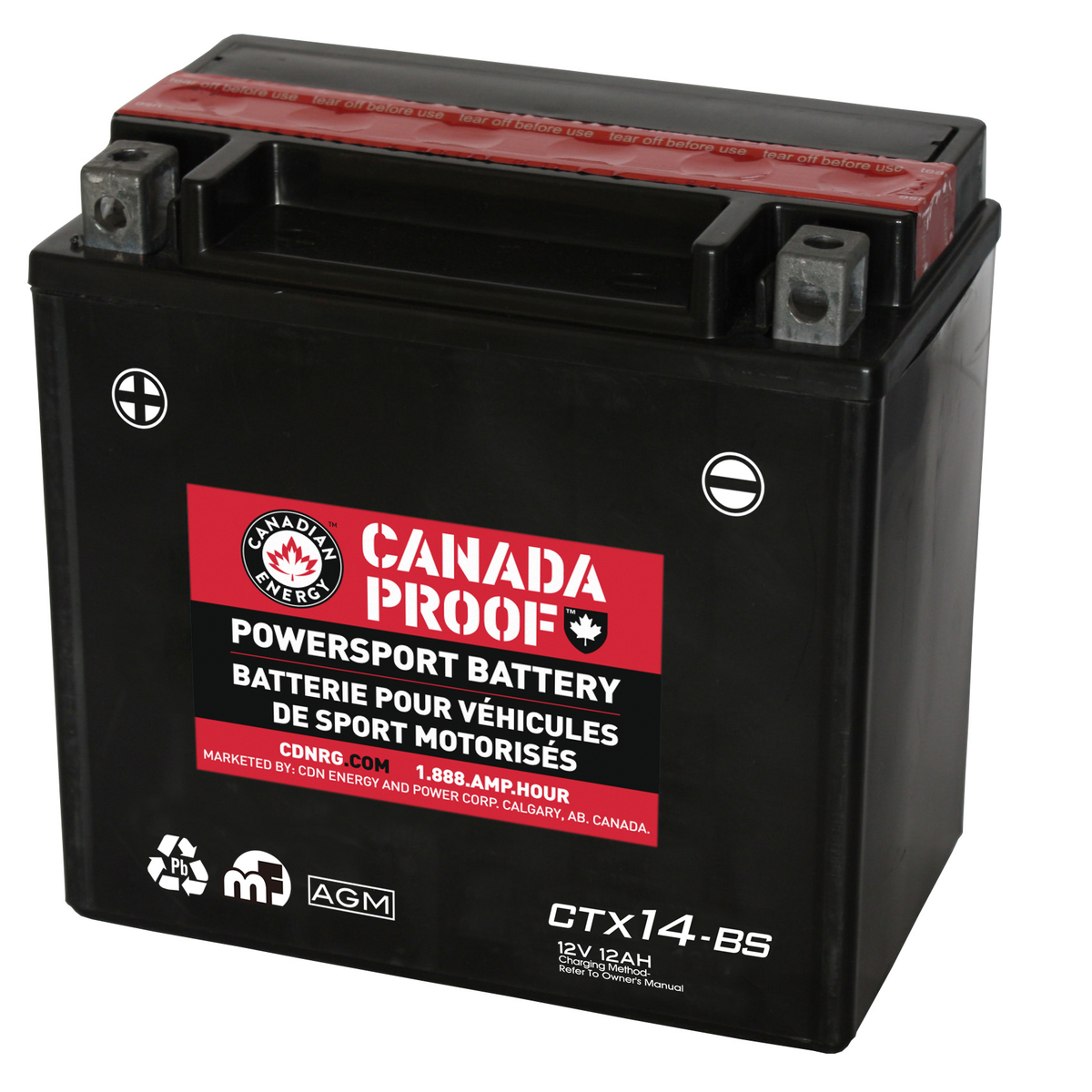 Canada Proof CTX14-BS / CTX14H-BS official front-facing battery photo