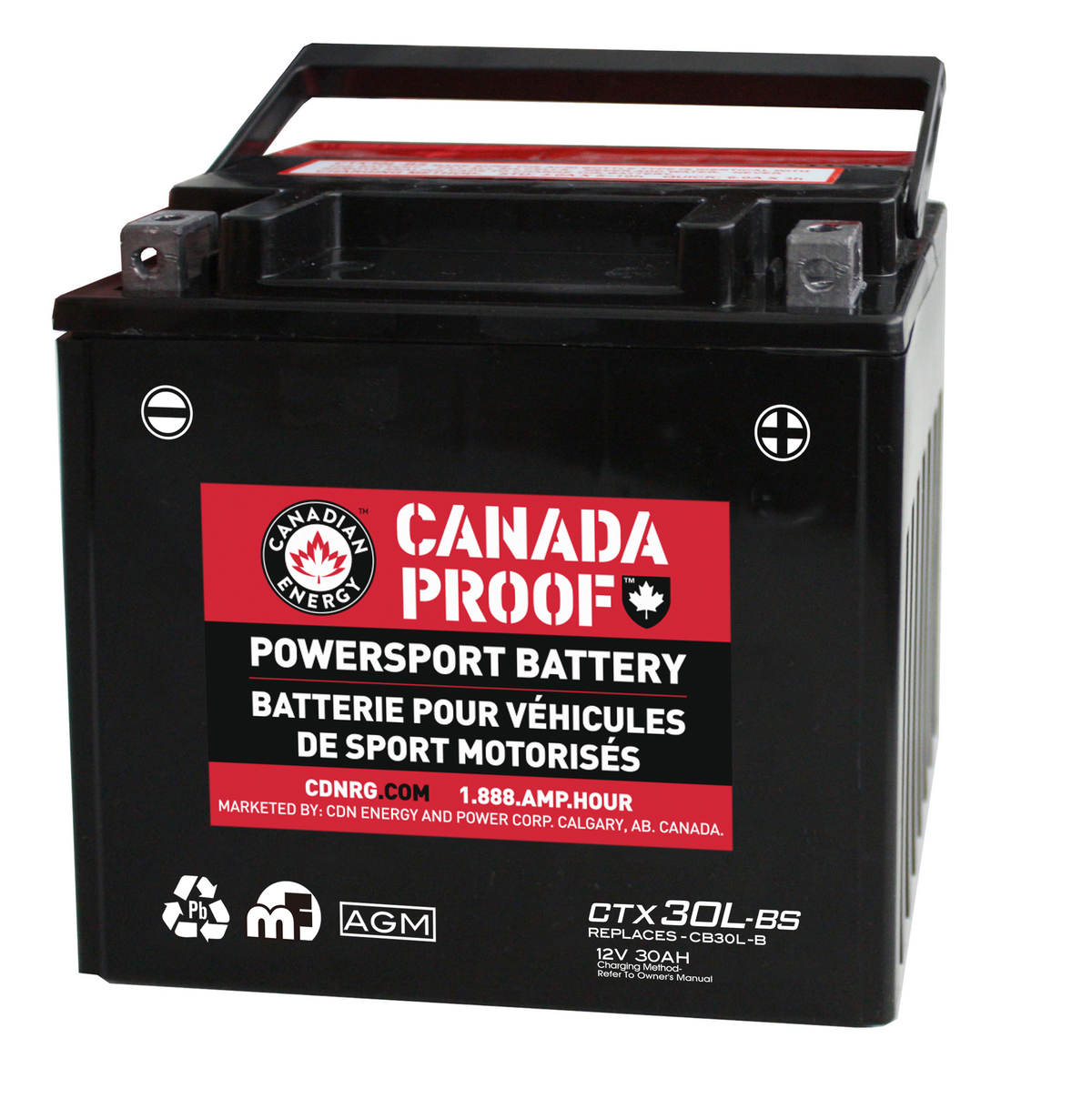 Canada Proof CTX30L-BS official front-facing battery photo