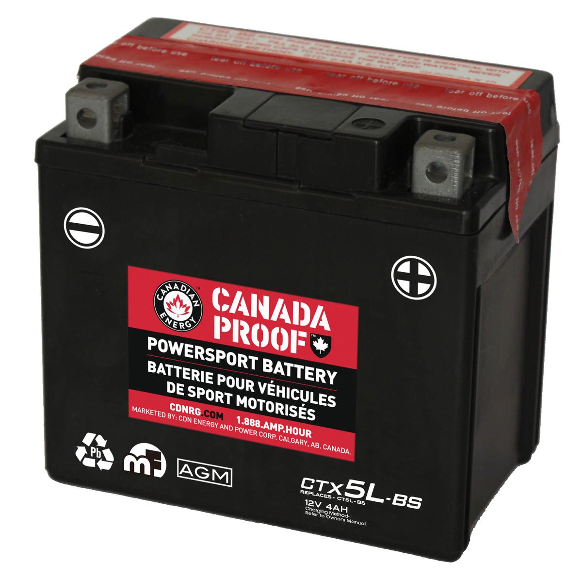 Canada Proof CTX5L-BS official front-facing battery photo