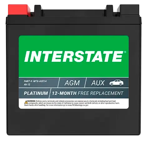 Interstate MTX-AUX14 AGM auxiliary battery — official front view